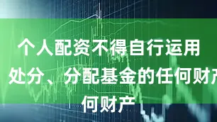 个人配资不得自行运用、处分、分配基金的任何财产